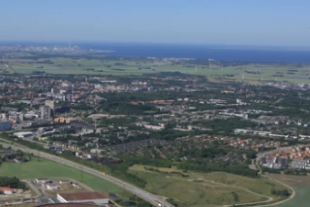 Aerial view of landscape surrounding Lund. Photo.