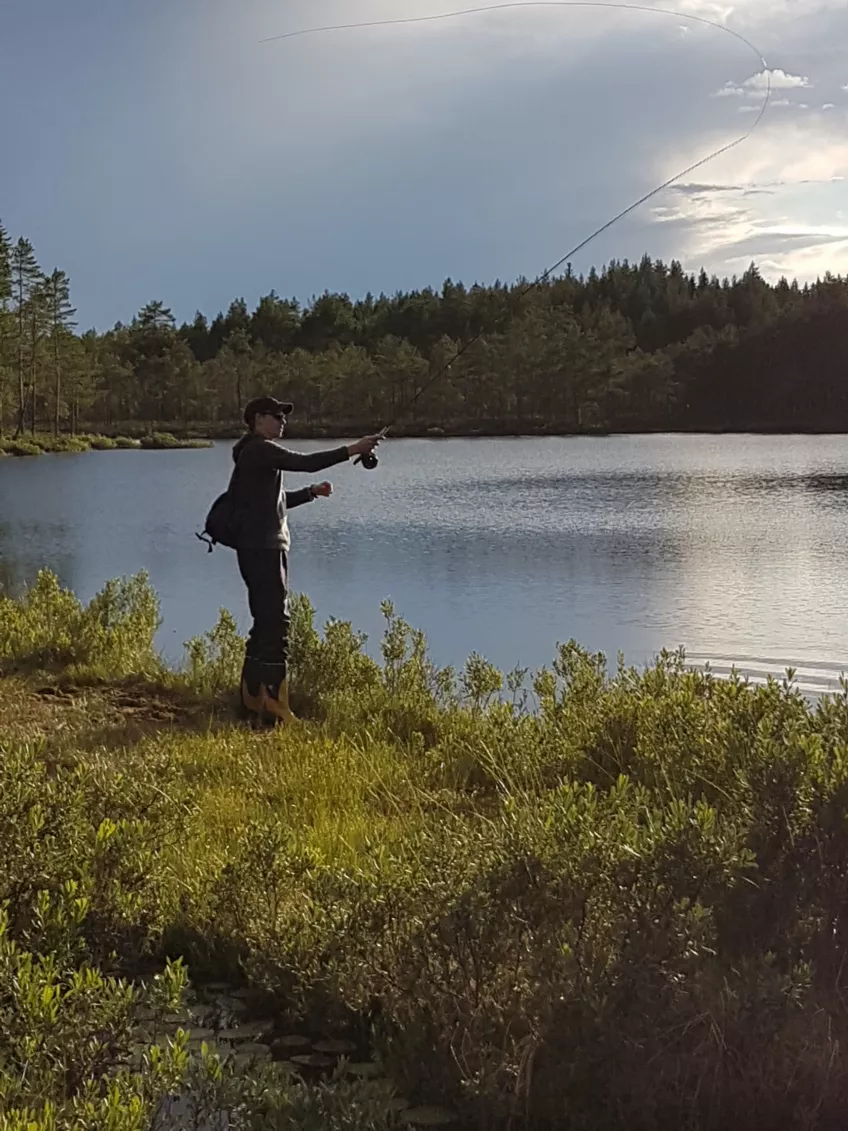 Person fishing in lake. Photo.