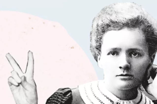 Grafisk bild av Marie Curie. Bild.