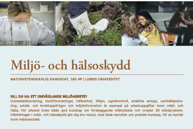 Informationsblad om kandidat i Miljö- och hälsoskydd. Foto.