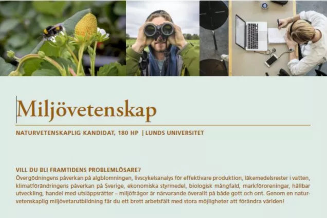 Informationsblad om kandidat i miljövetenskap. Foto.